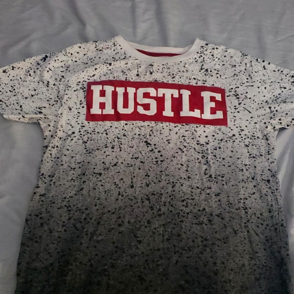 Boys Civil sector size 10 short sleeved tee. HUSTLE white black n gray. No wear